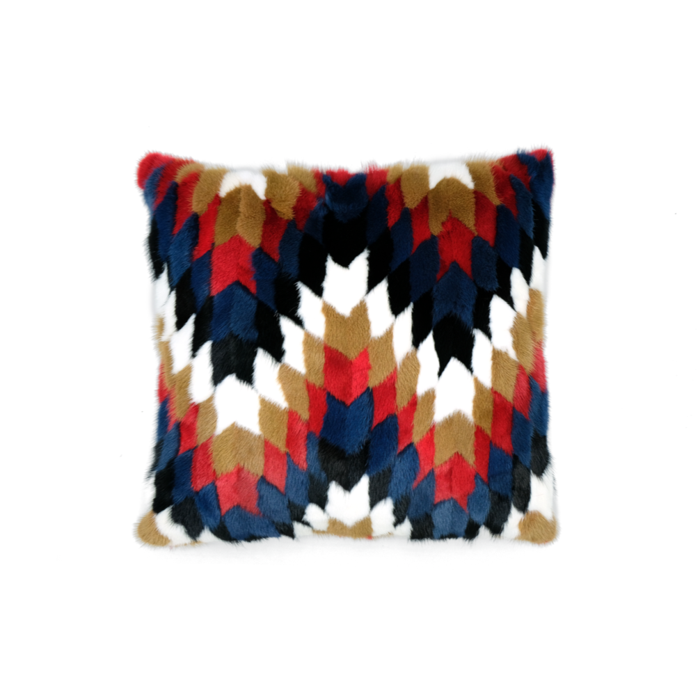 Kaleidoscope - Almohada de lujo de piel de visón con respaldo de lana cashmir