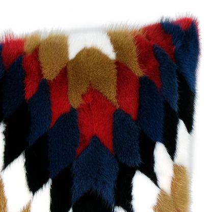 Kaleidoscope - Almohada de lujo de piel de visón con respaldo de lana cashmir