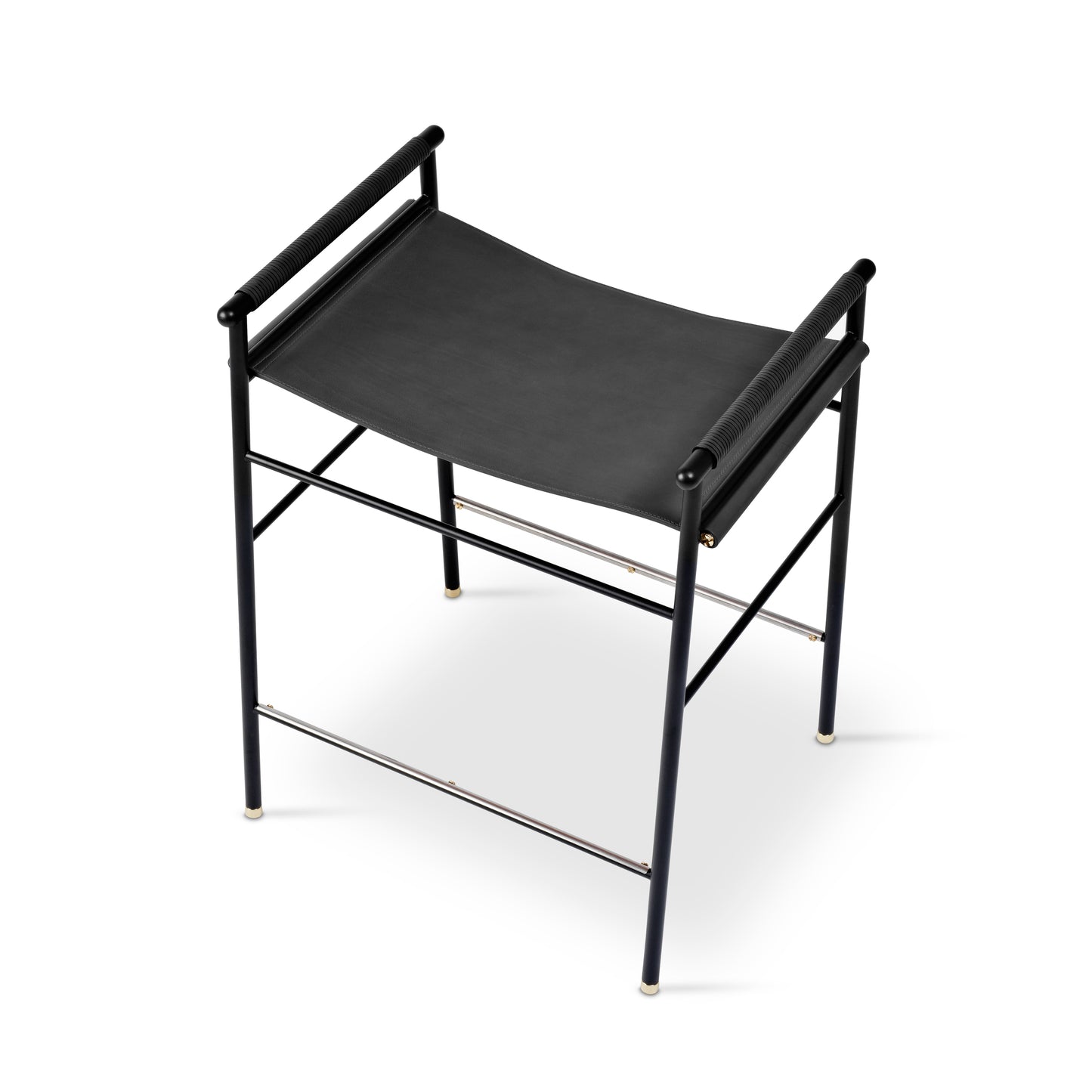 Taburete de cocina Repose - Hecho a mano con cuero y acero con recubrimiento en polvo