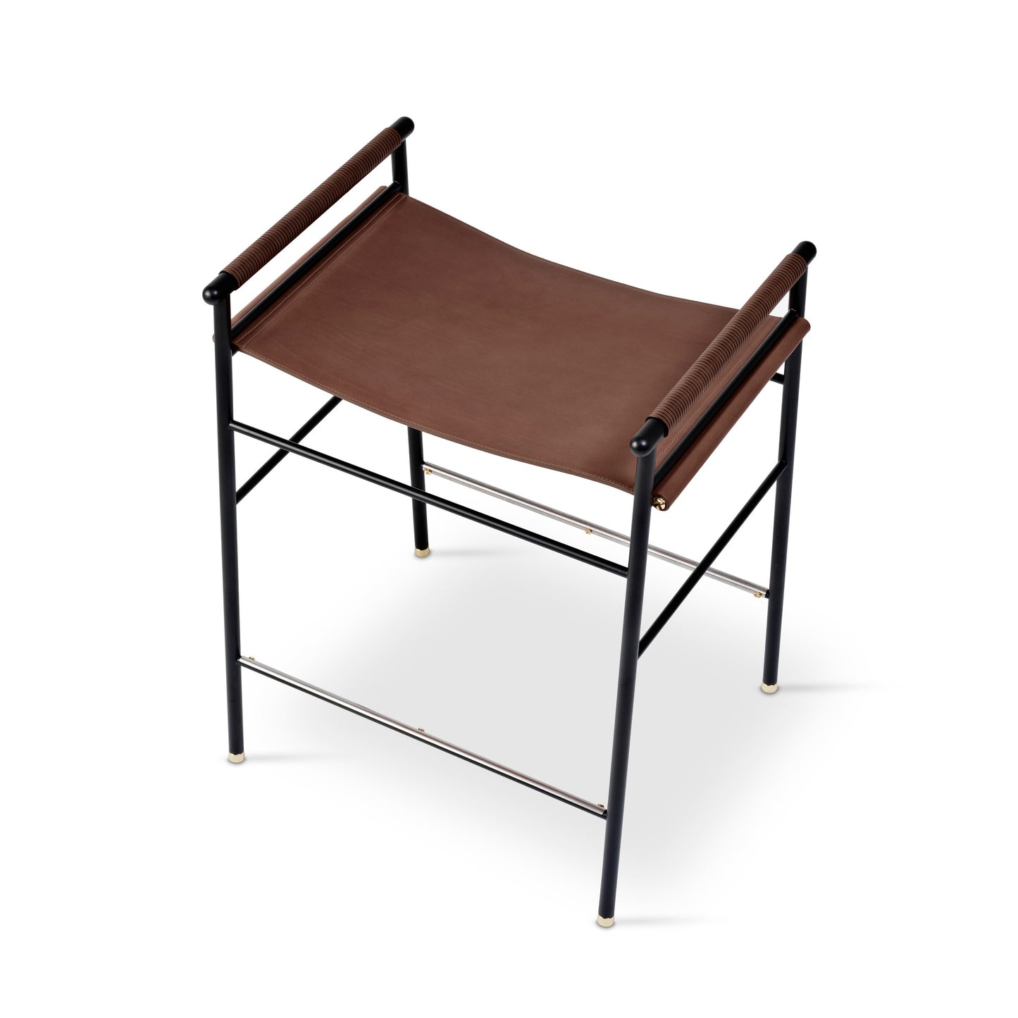 Taburete de cocina Repose - Hecho a mano con cuero y acero con recubrimiento en polvo