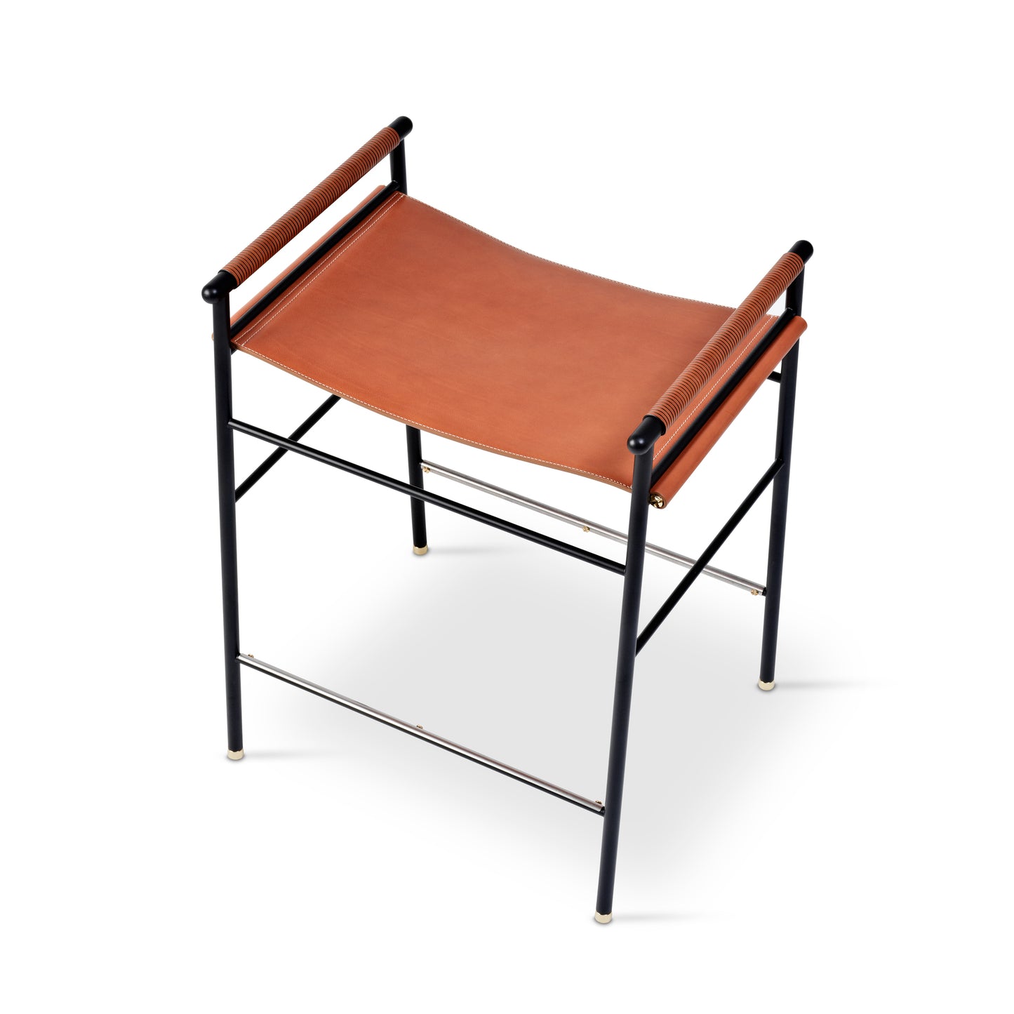 Taburete de cocina Repose - Hecho a mano con cuero y acero con recubrimiento en polvo