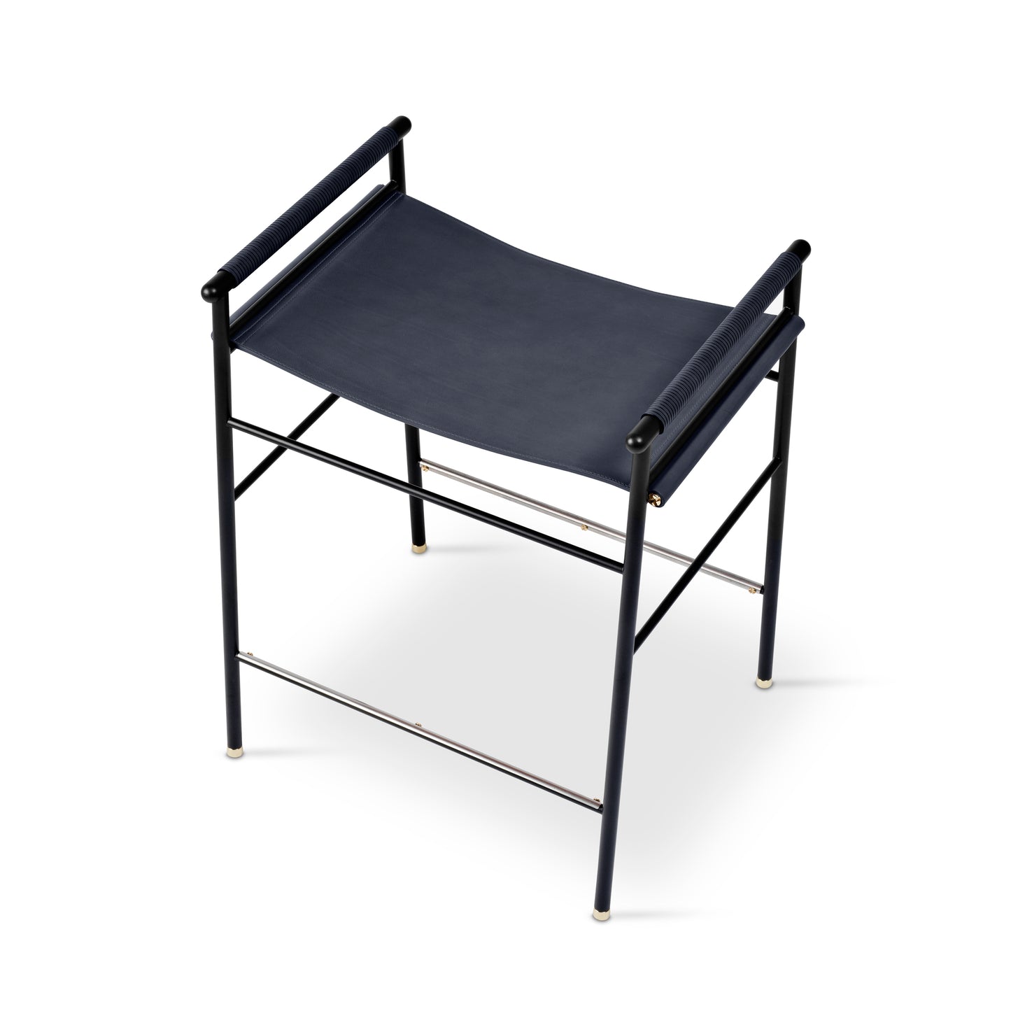 Taburete de cocina Repose - Hecho a mano con cuero y acero con recubrimiento en polvo