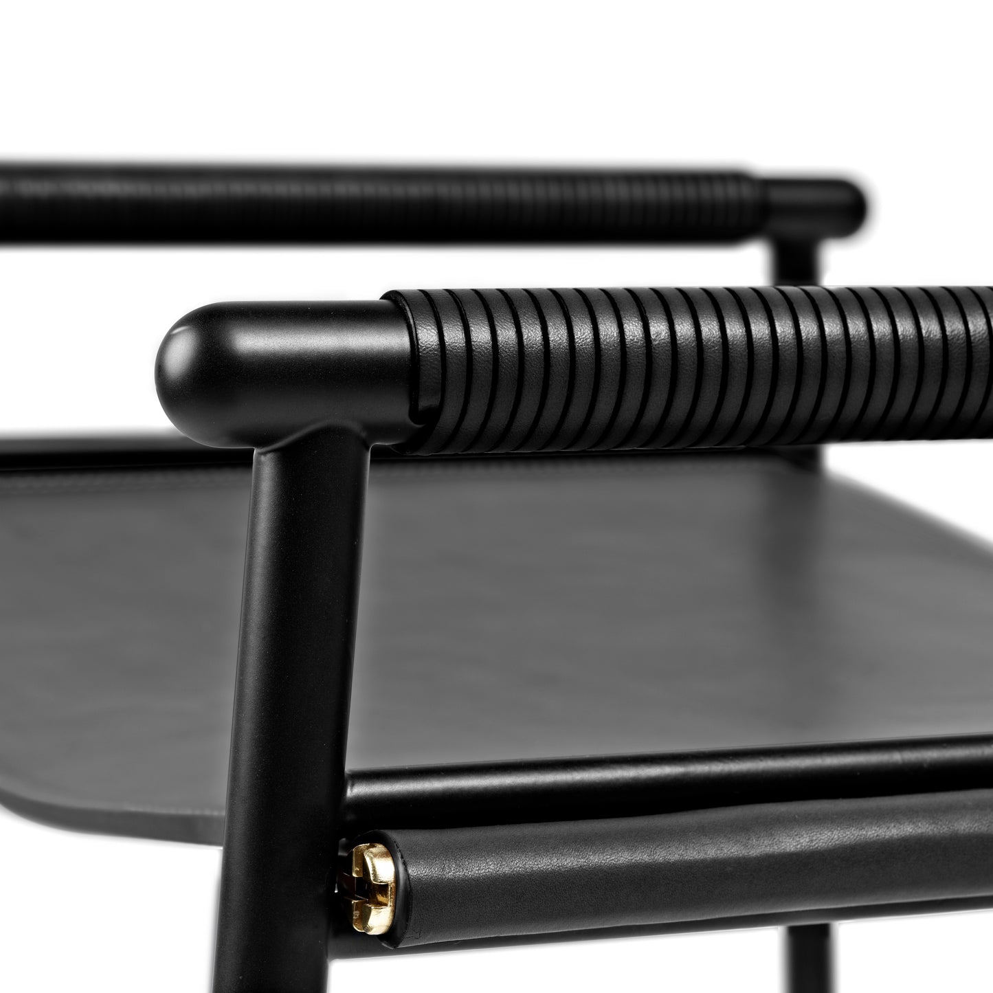 Repose Bar Stool - Handcrafted with cowhide leather and brass accents