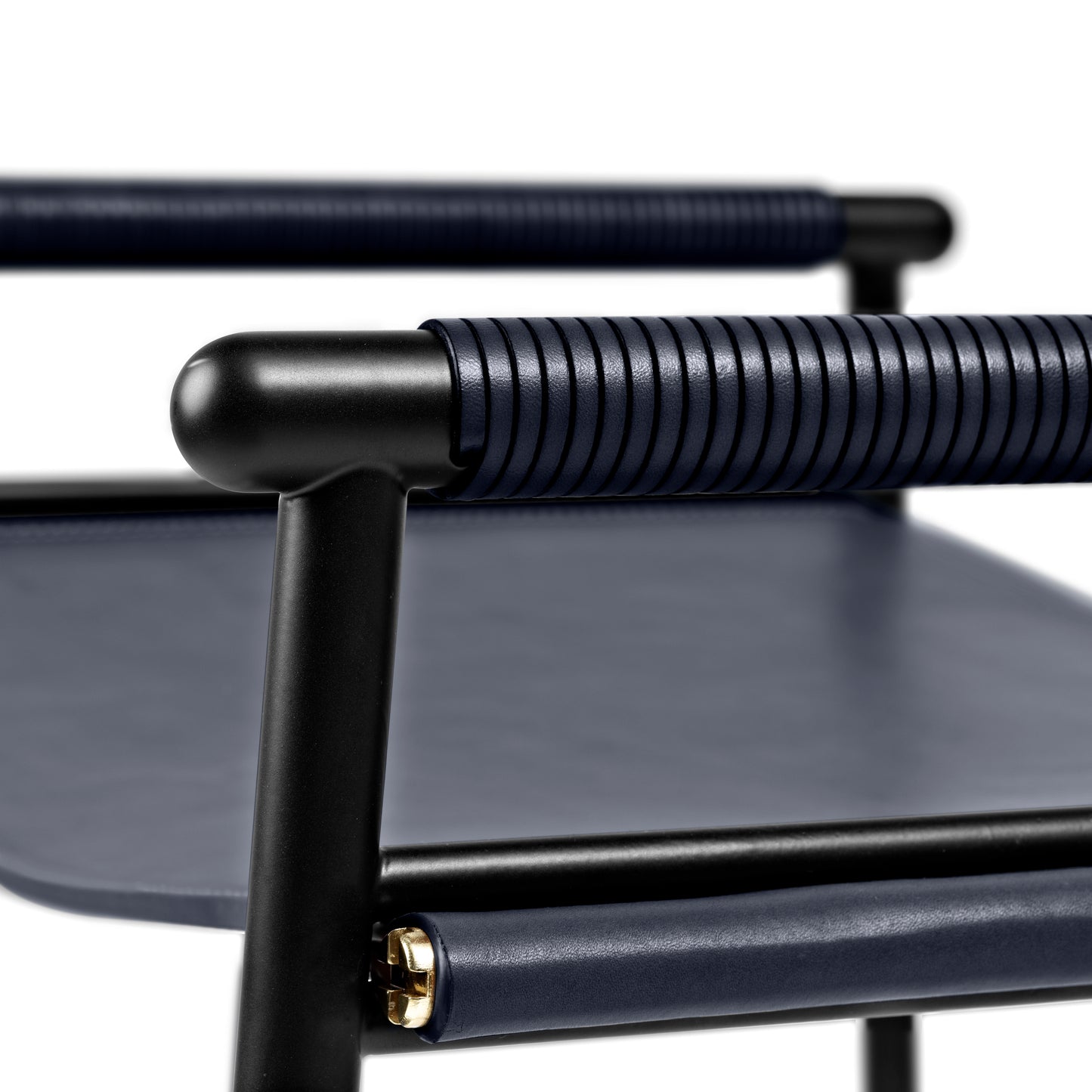 Repose Bar Stool - Handcrafted with cowhide leather and brass accents