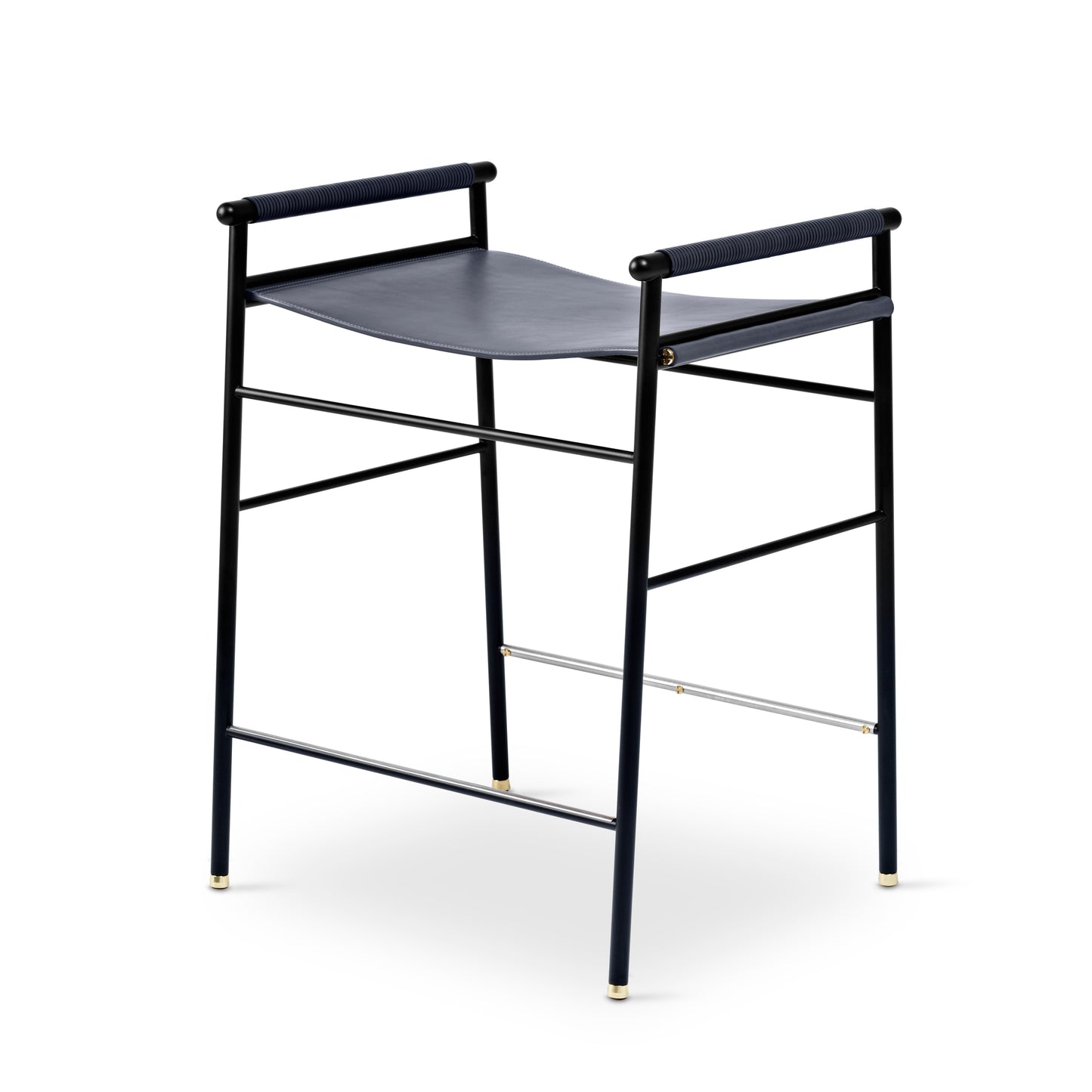 Taburete de cocina Repose - Hecho a mano con cuero y acero con recubrimiento en polvo
