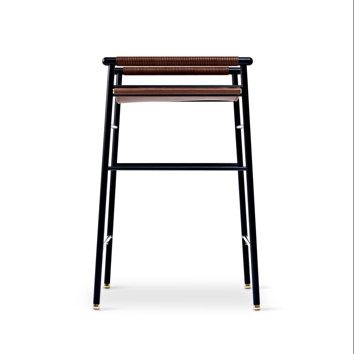 Taburete de cocina Repose - Hecho a mano con cuero y acero con recubrimiento en polvo
