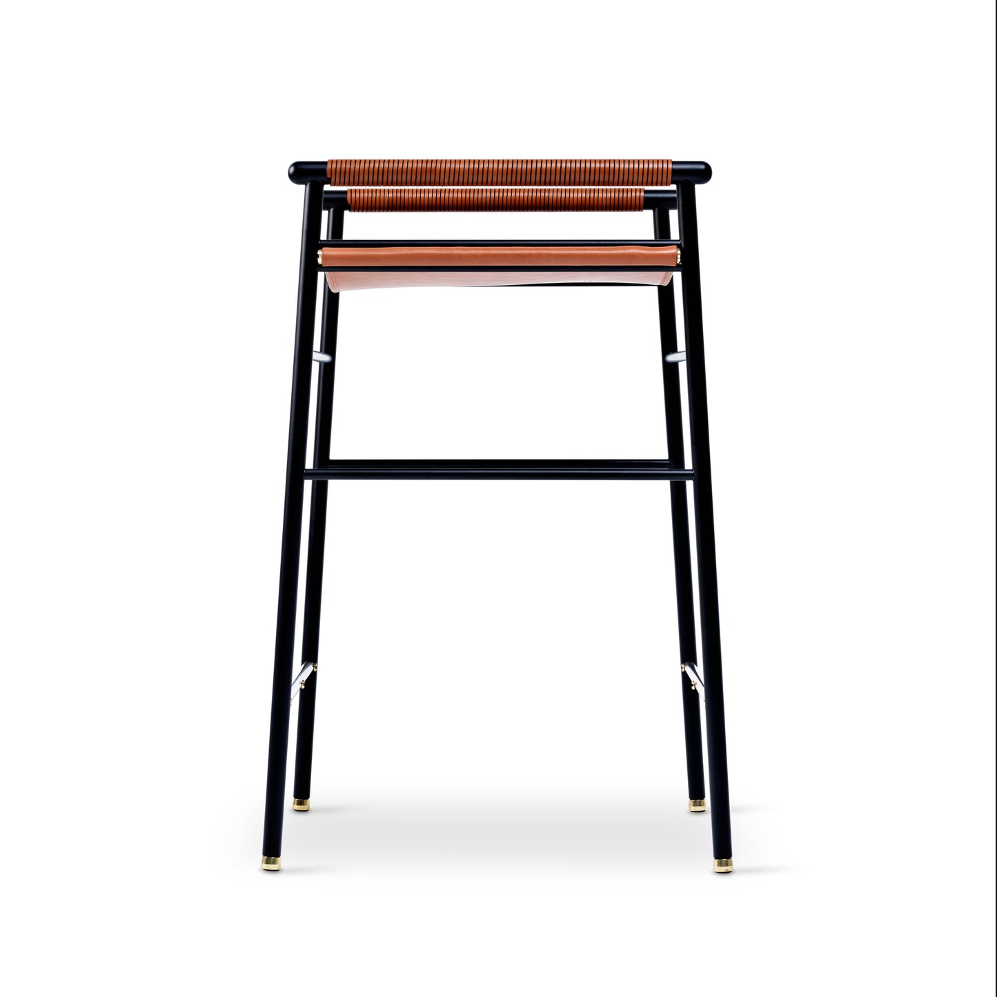 Taburete de cocina Repose - Hecho a mano con cuero y acero con recubrimiento en polvo