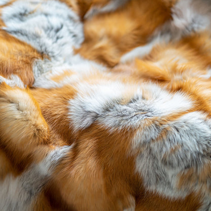 Manta de piel natural de zorro rojo canadiense, hecha a mano en España