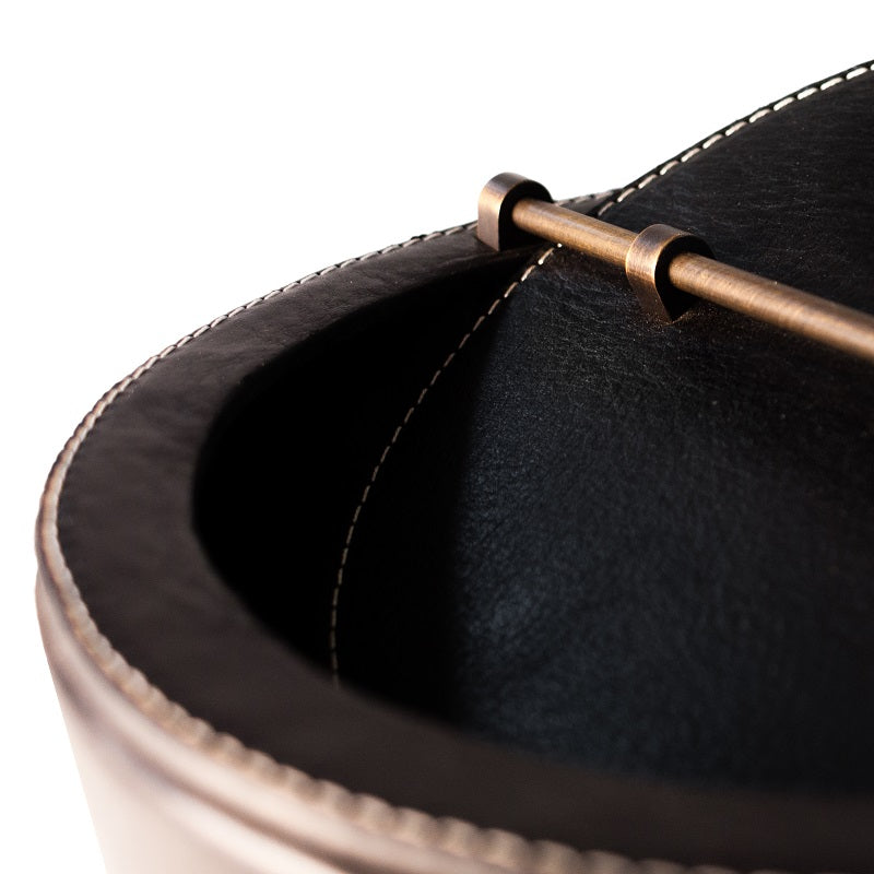 Prestigeux - Papelera Premium hecha a mano en cuero y latón color negro