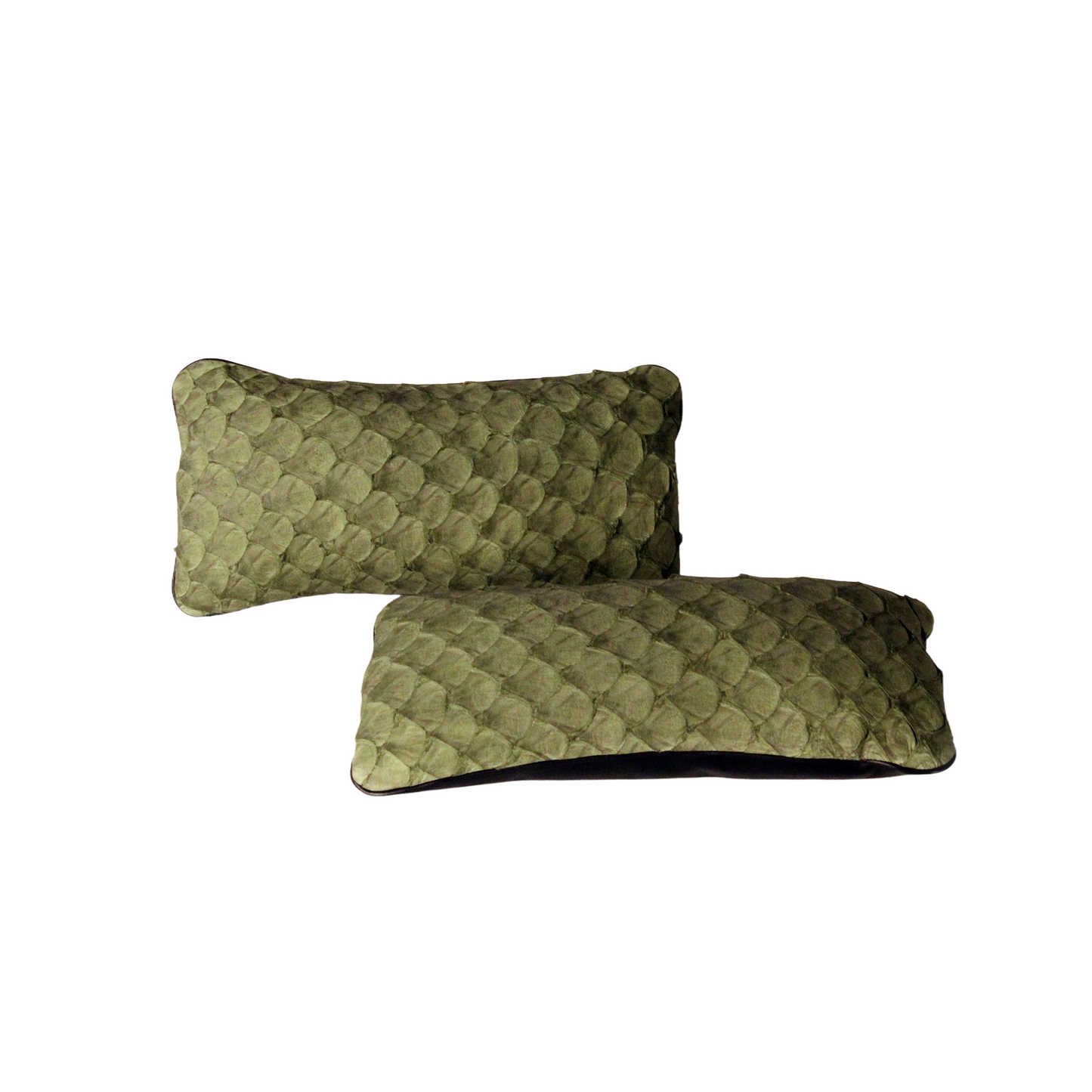 Almohada Pirarucú a medida con reverso de cuero - Tamaño pequeño
