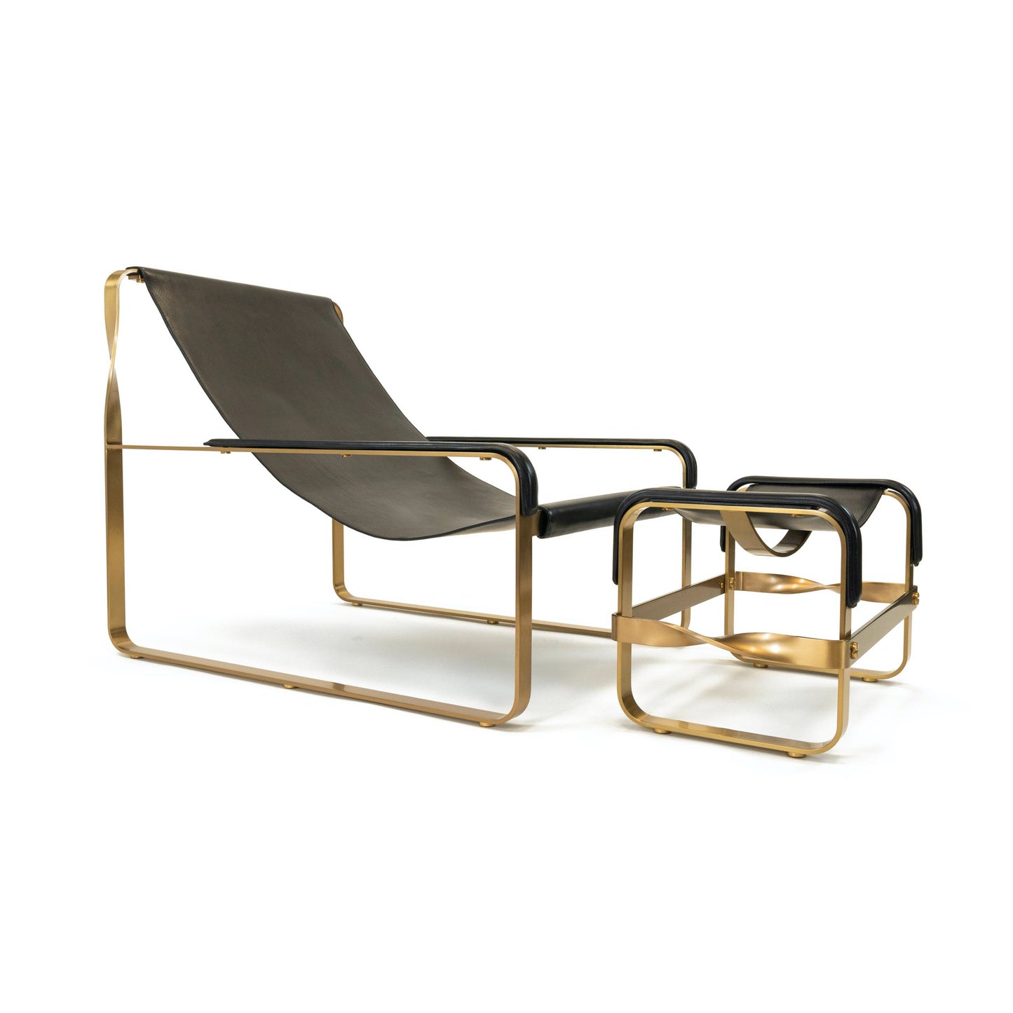 Chaise Longue Wanderlust de cuero y metal hecha a mano