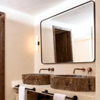Espejo Rectangular con Marco de Latón