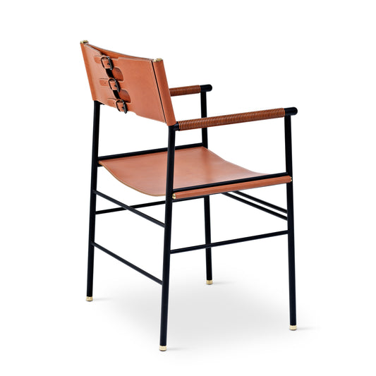 Repose Chair - Handmade in Cowhide Leather with Brass Accents, Fully Customizable