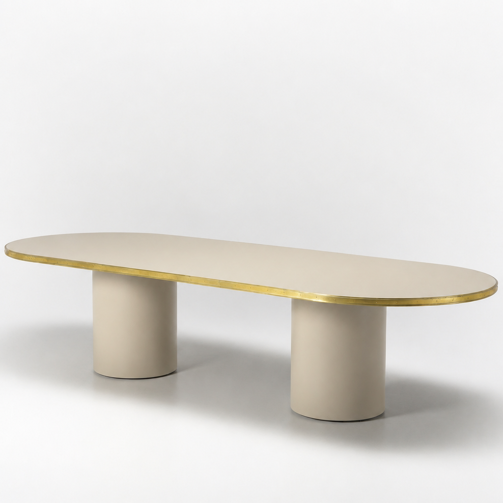 Mesa Antique Boutique de comedor - Mid Century con doble pedestal