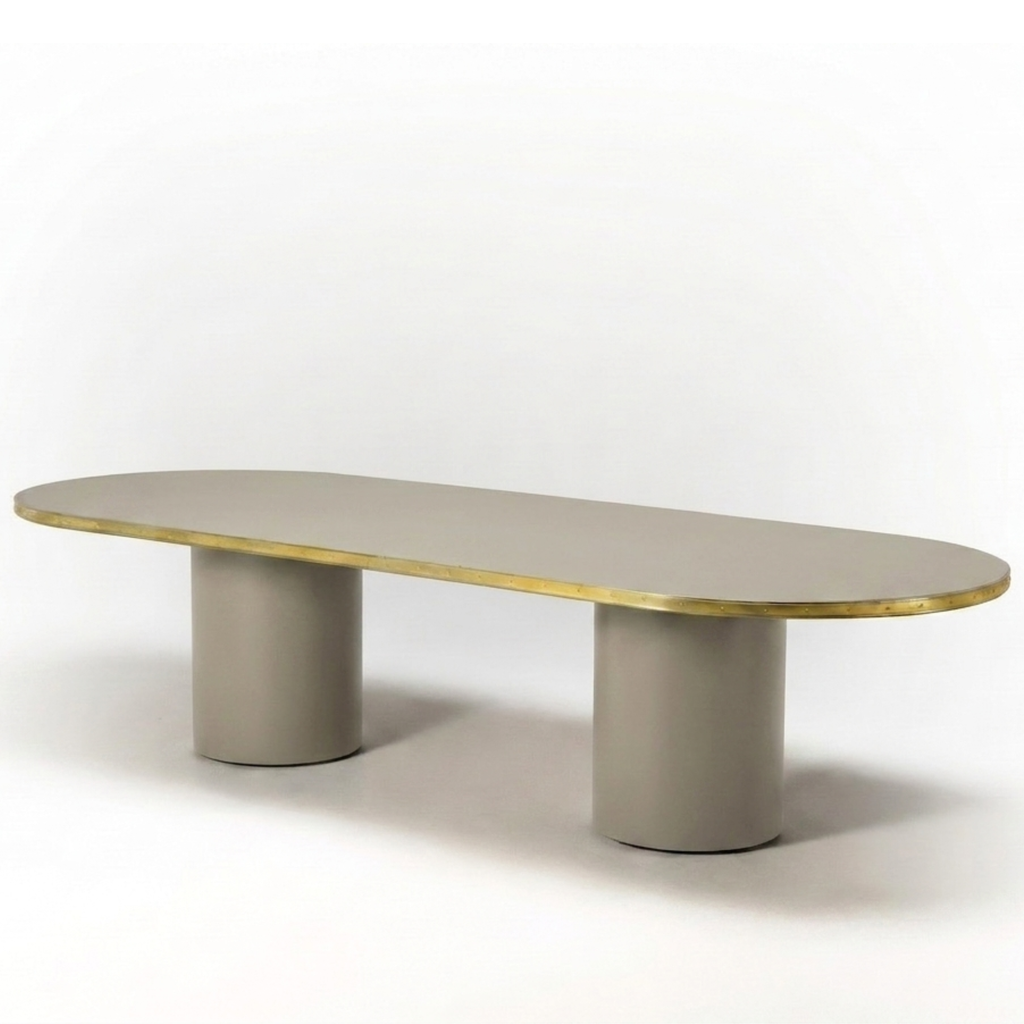 Mesa Antique Boutique de comedor - Mid Century con doble pedestal