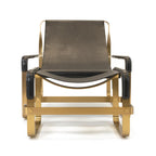 Chaise Longue Wanderlust de cuero y metal hecha a mano