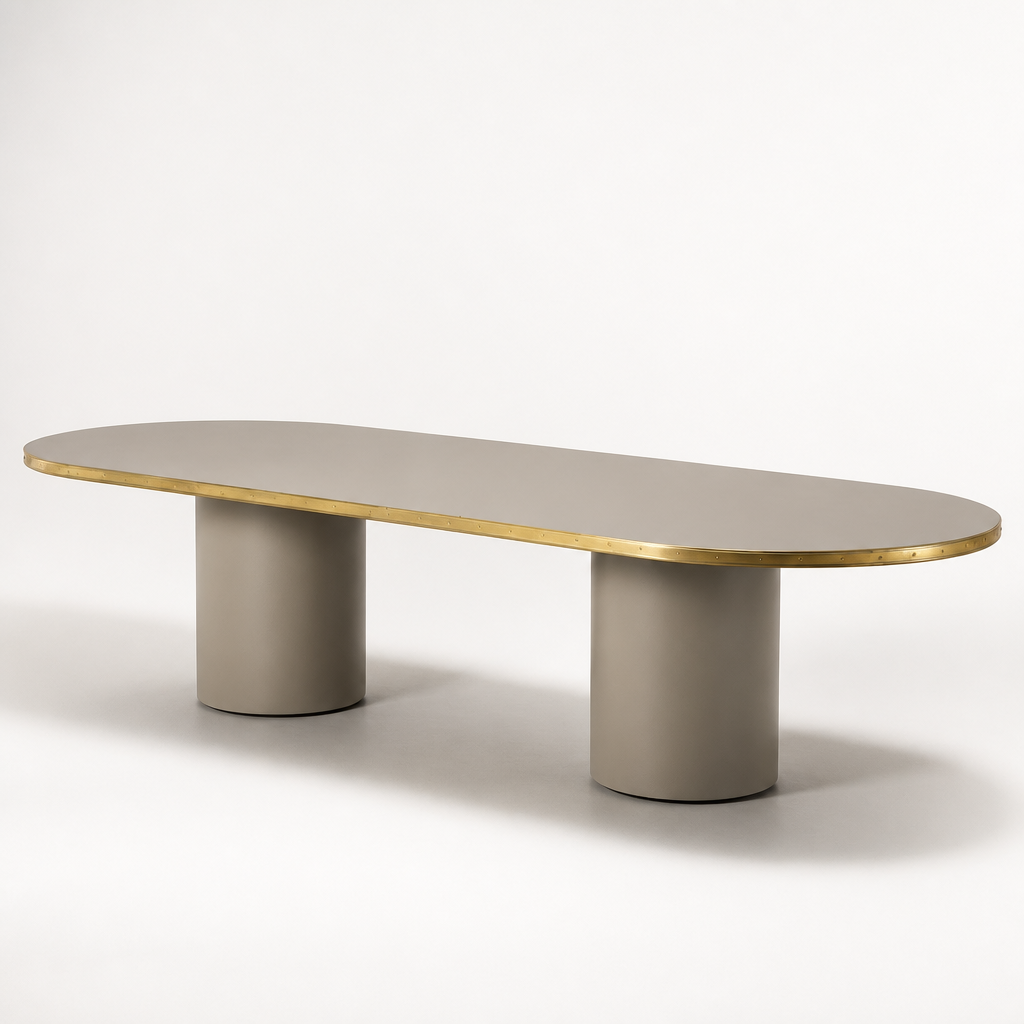 Mesa Antique Boutique de comedor - Mid Century con doble pedestal