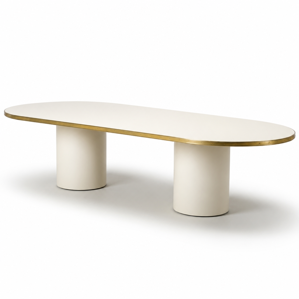 Mesa Antique Boutique de comedor - Mid Century con doble pedestal