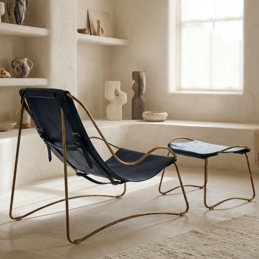 Chaise Longue Hug - Cuero Navy Blue