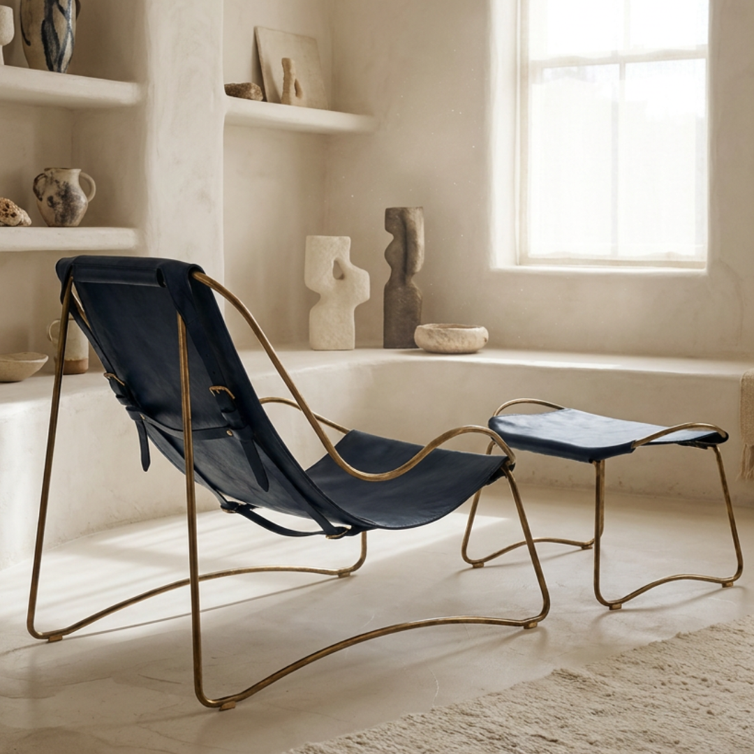 Chaise Longue Hug - Cuero Navy Blue