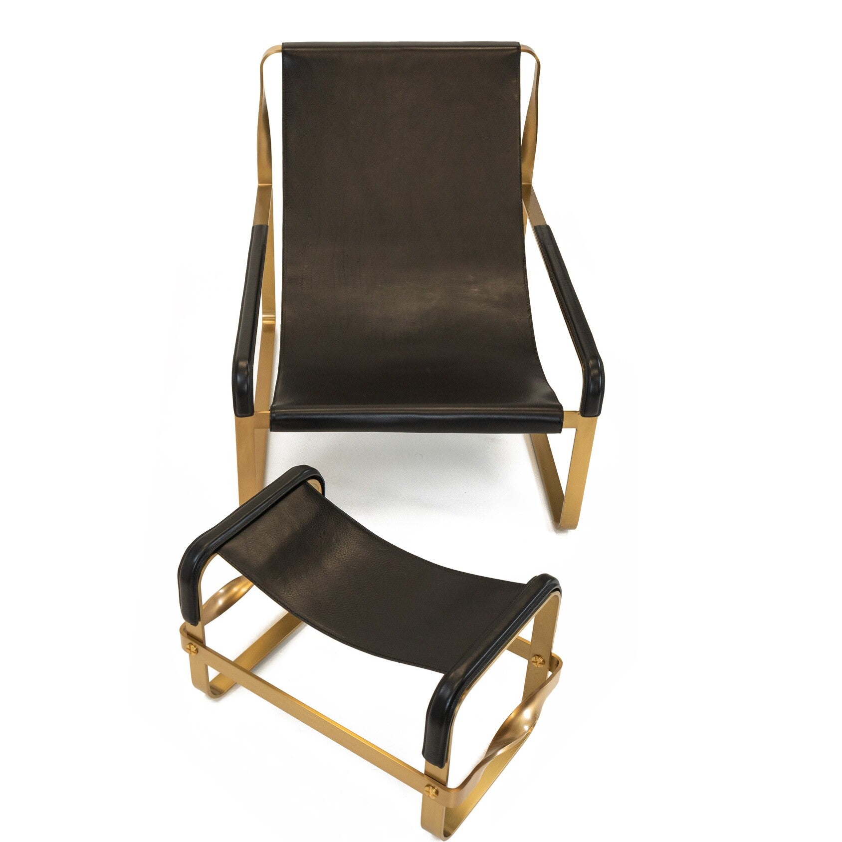 Chaise Longue Wanderlust de cuero y metal hecha a mano