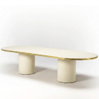 Mesa Antique Boutique de comedor - Mid Century con doble pedestal