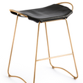 Taburete de cocina Hug - Cuero Negro