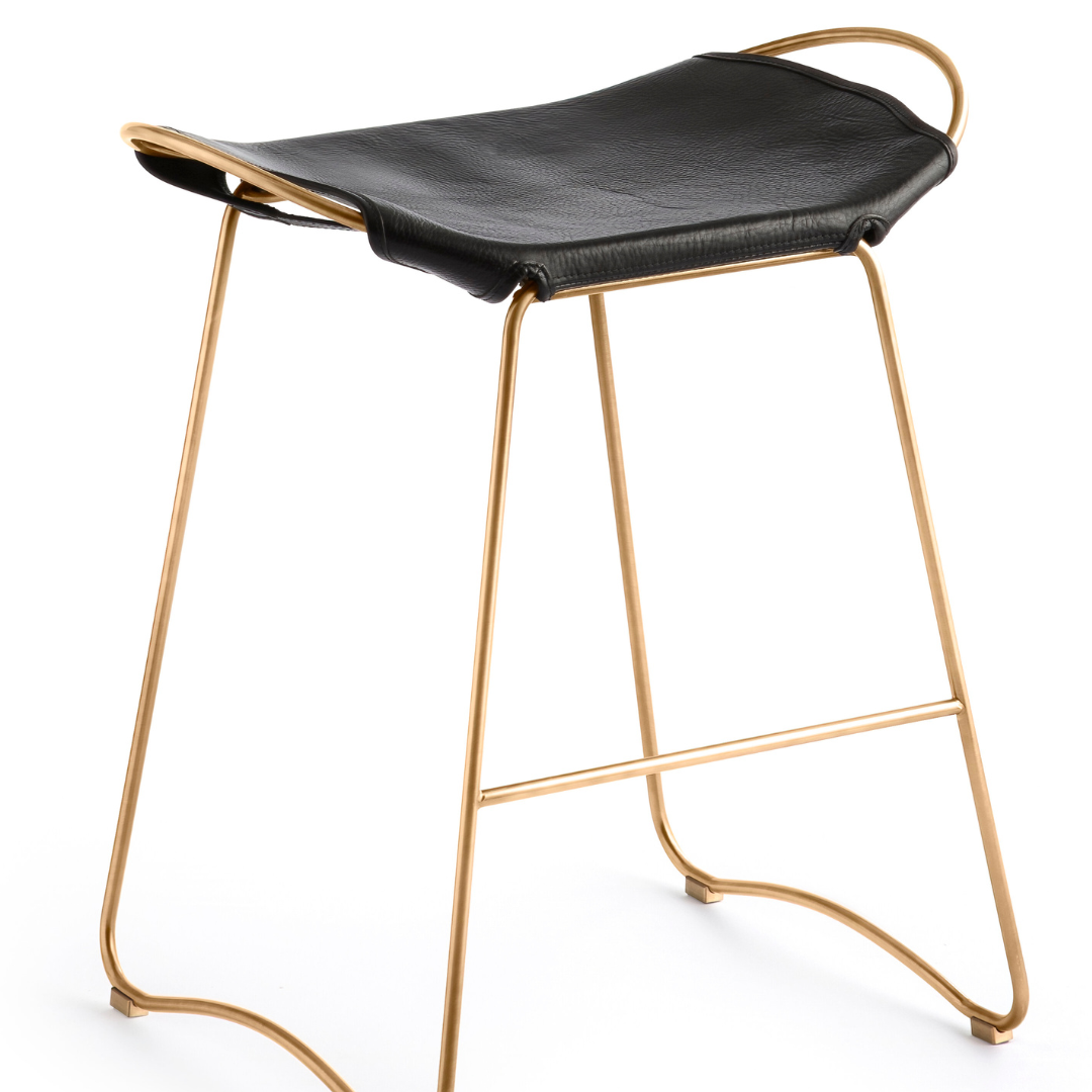 Taburete de cocina Hug - Cuero Negro