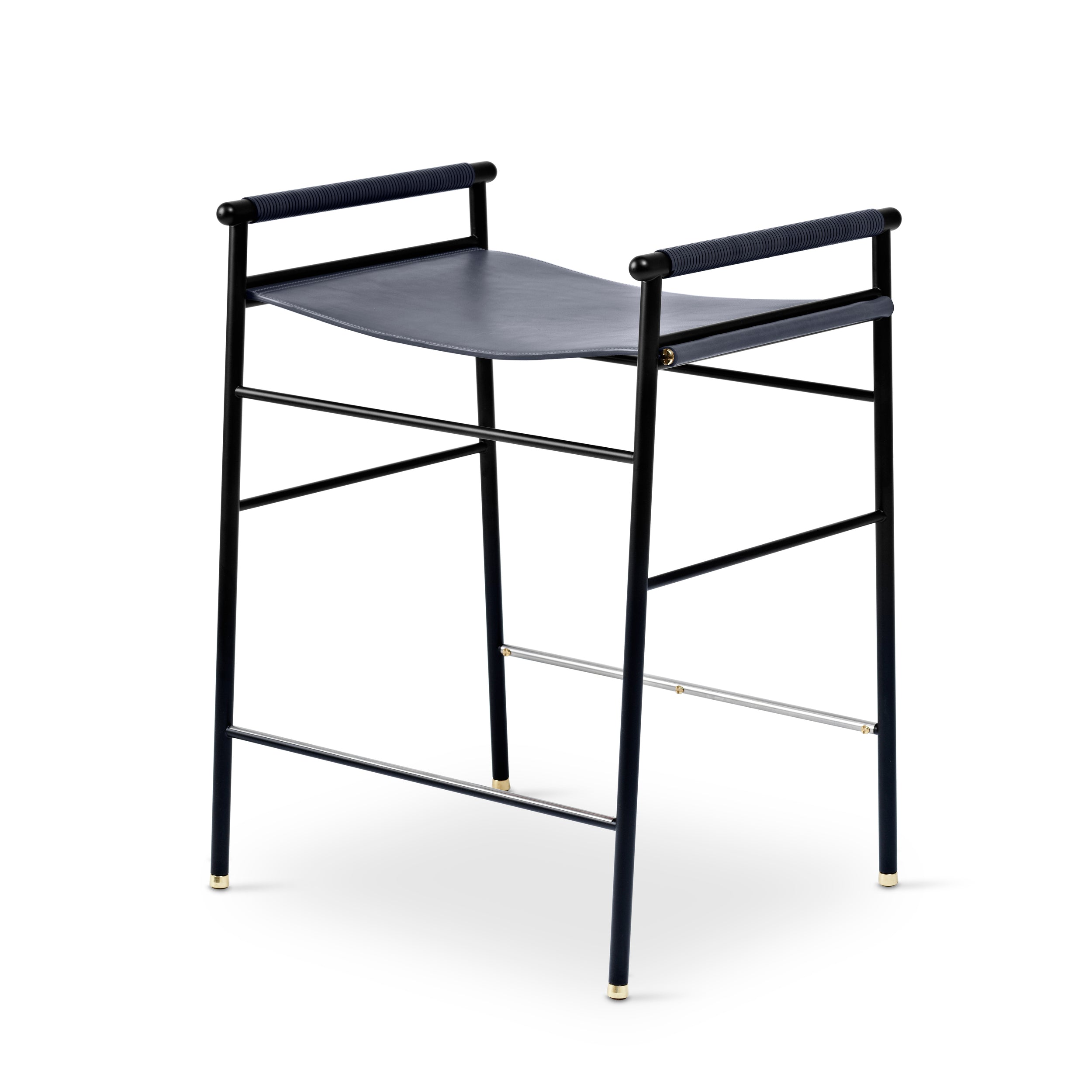 Taburete de cocina Repose - Hecho a mano con cuero y acero con recubrimiento en polvo