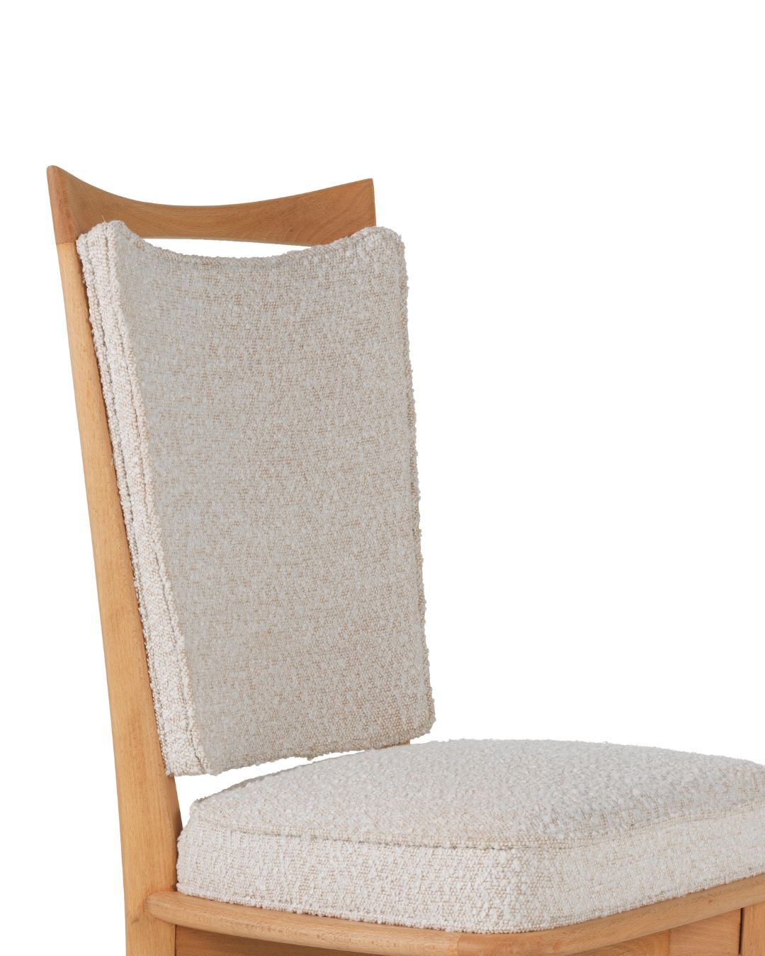 Set de 6 Sillas de Comedor Italianas Mid-Century en Madera de Haya y Bouclé