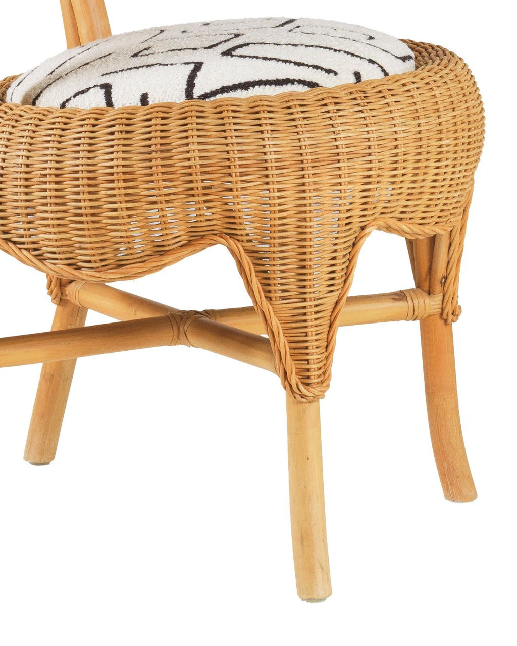Set de 4 Sillas de Comedor French Riviera - Mid-Century en Ratán y Tapicería Premium