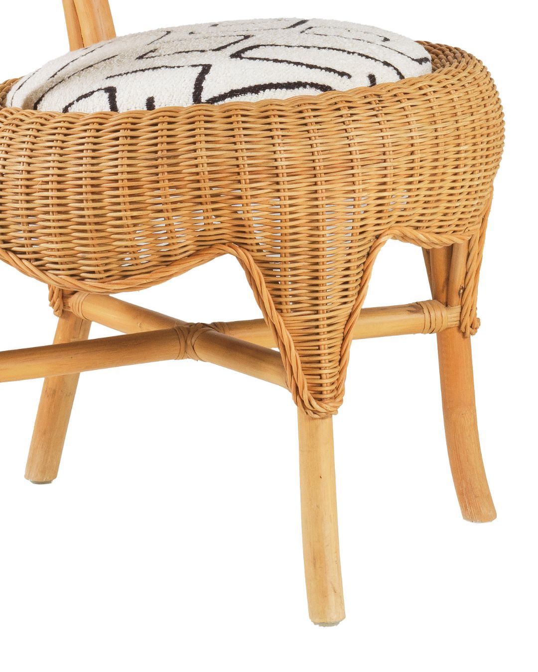Set de 4 Sillas de Comedor French Riviera - Mid-Century en Ratán y Tapicería Premium
