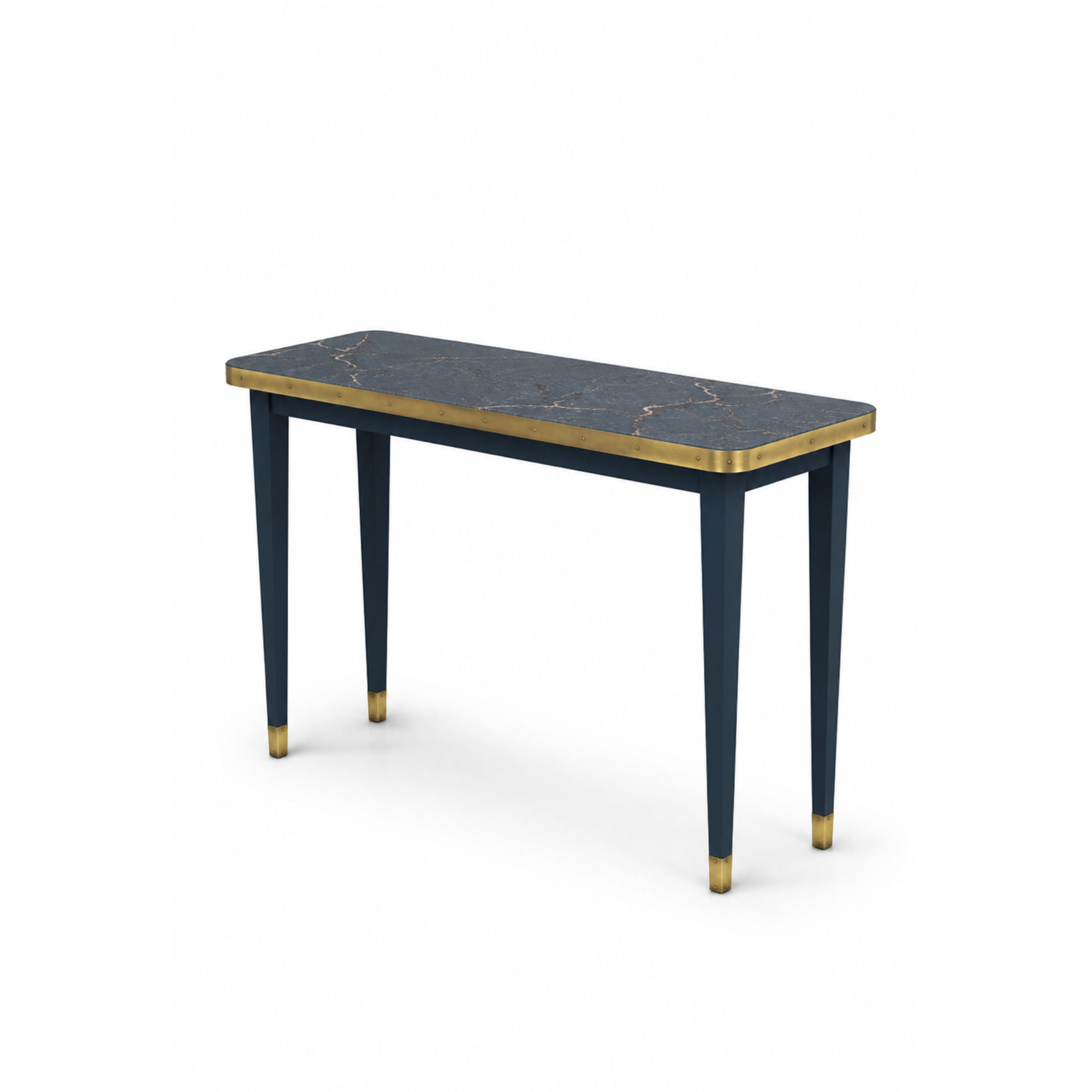 Antique Boutique Console - Mid Century - Cosentino Stone with Brass Accents