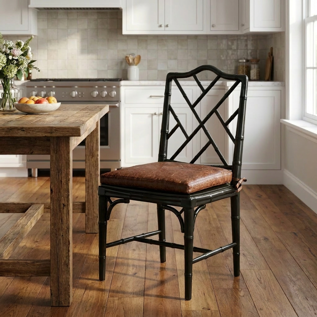 Silla Chinese Chippendale Faux Bamboo - cojín suelto