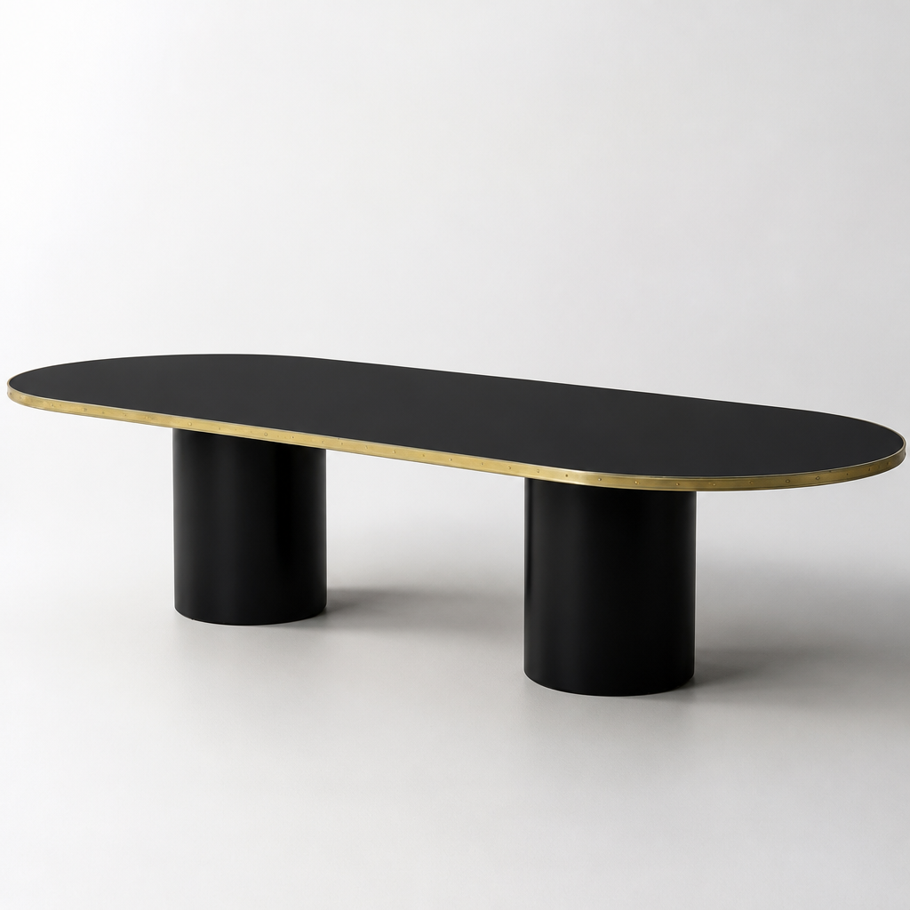 Mesa Antique Boutique de comedor - Mid Century con doble pedestal