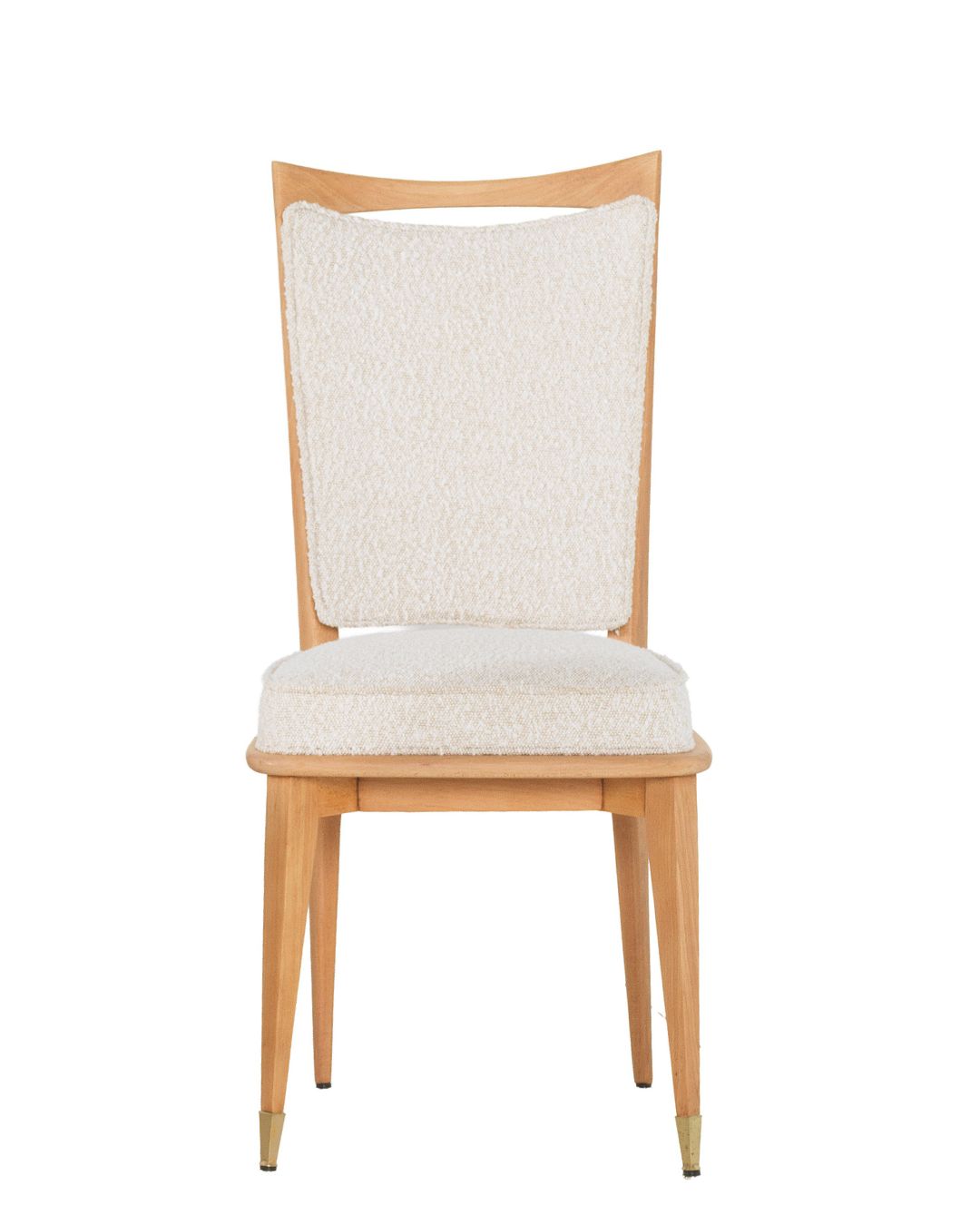 Set de 6 Sillas de Comedor Italianas Mid-Century en Madera de Haya y Bouclé