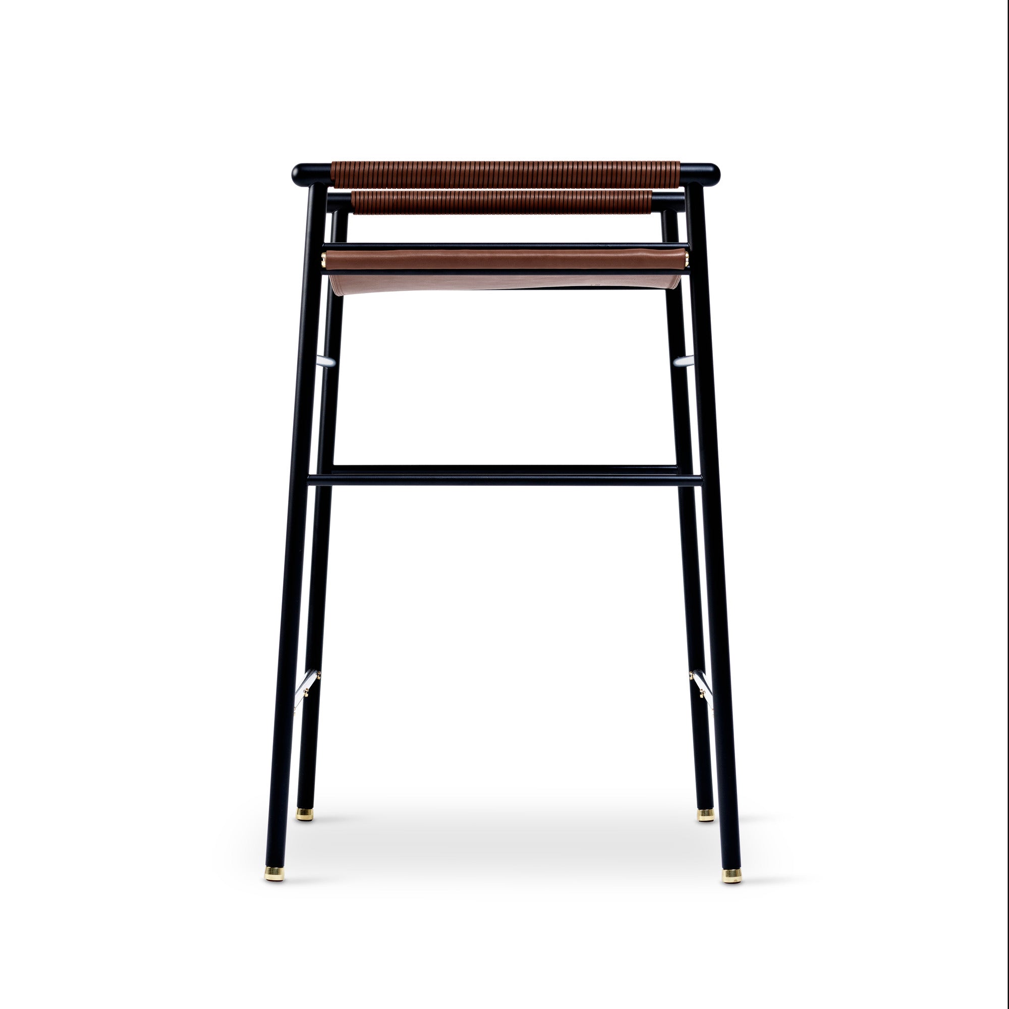 Taburete de cocina Repose - Hecho a mano con cuero y acero con recubrimiento en polvo