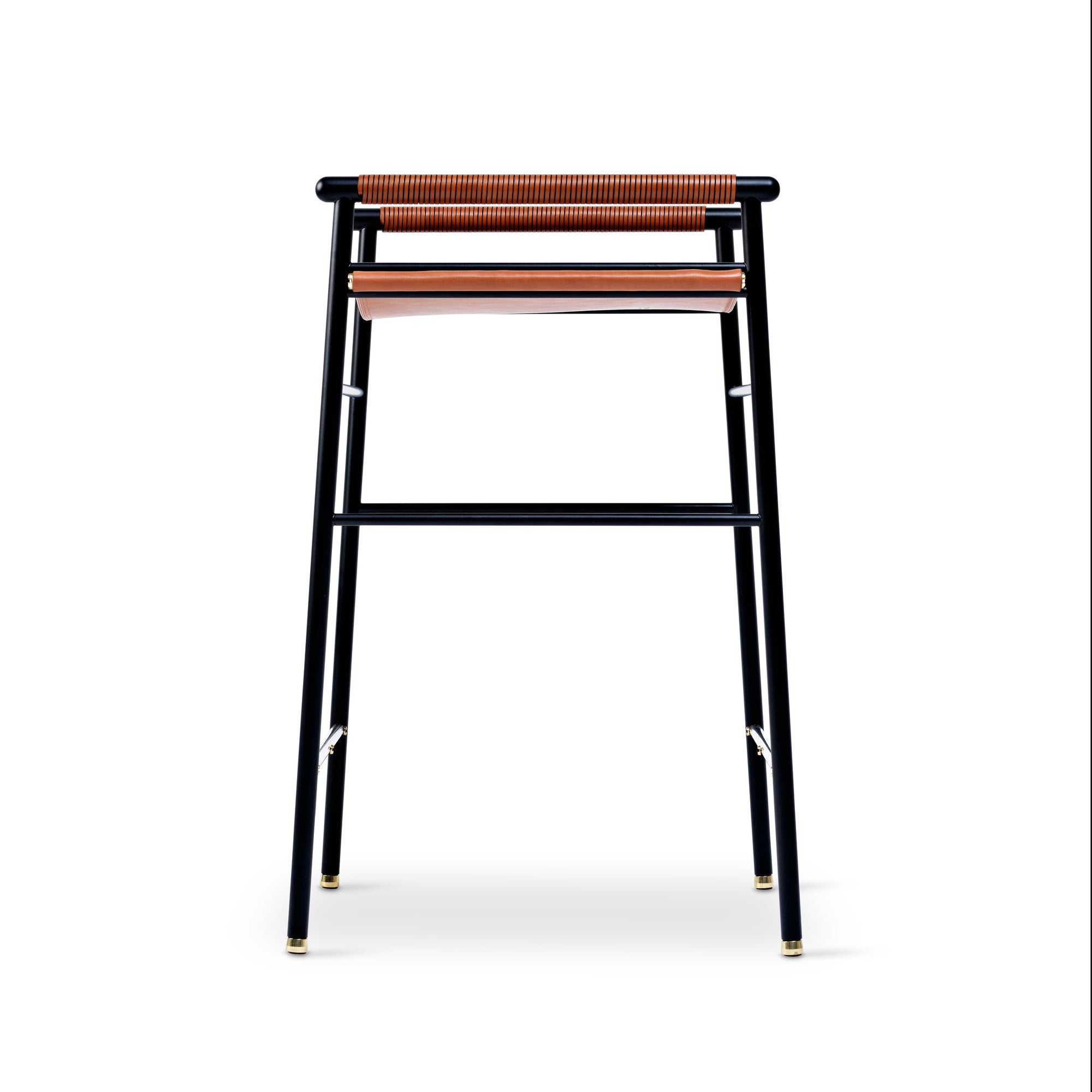 Taburete de cocina Repose - Hecho a mano con cuero y acero con recubrimiento en polvo