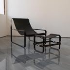 Chaise Longue Wanderlust de cuero y metal hecha a mano