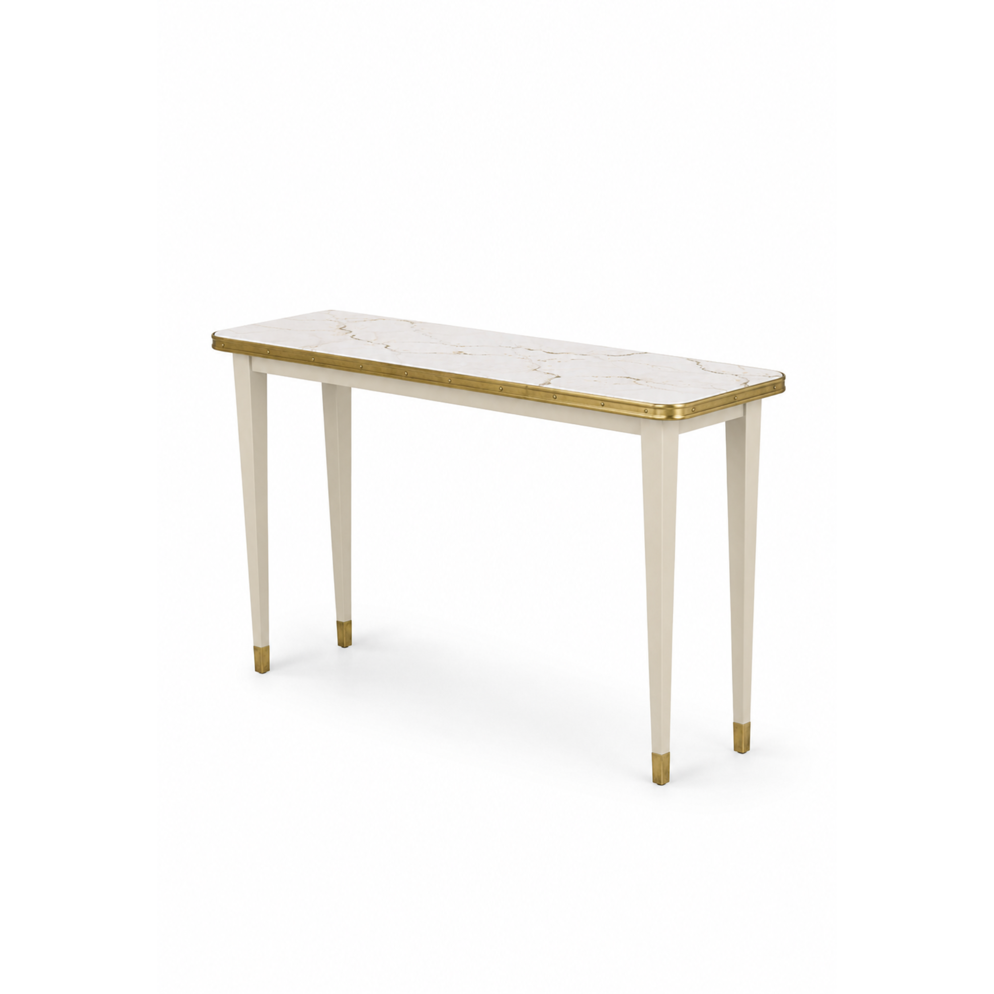 Antique Boutique Console - Mid Century - Cosentino Stone with Brass Accents