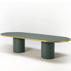 Mesa Antique Boutique de comedor - Mid Century con doble pedestal