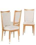 Set de 6 Sillas de Comedor Italianas Mid-Century en Madera de Haya y Bouclé