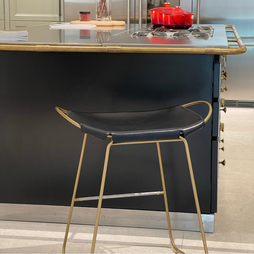 Taburete de cocina Hug - Cuero Negro