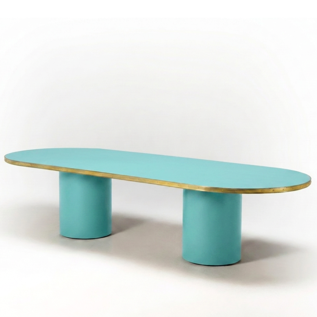 Mesa Antique Boutique de comedor - Mid Century con doble pedestal