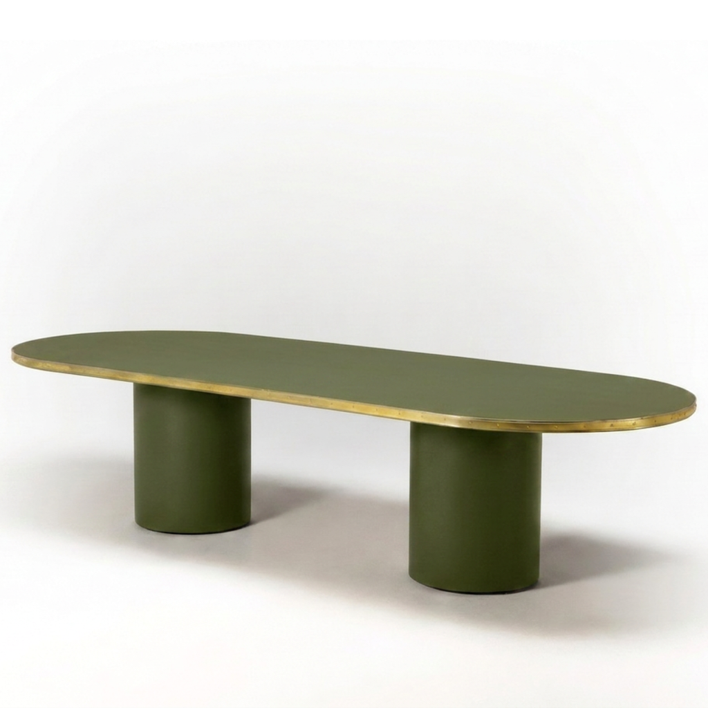 Mesa Antique Boutique de comedor - Mid Century con doble pedestal