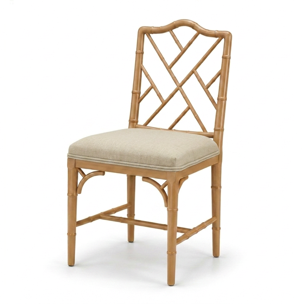 Silla Chinese Chippendale Faux Bamboo - cojín integrado