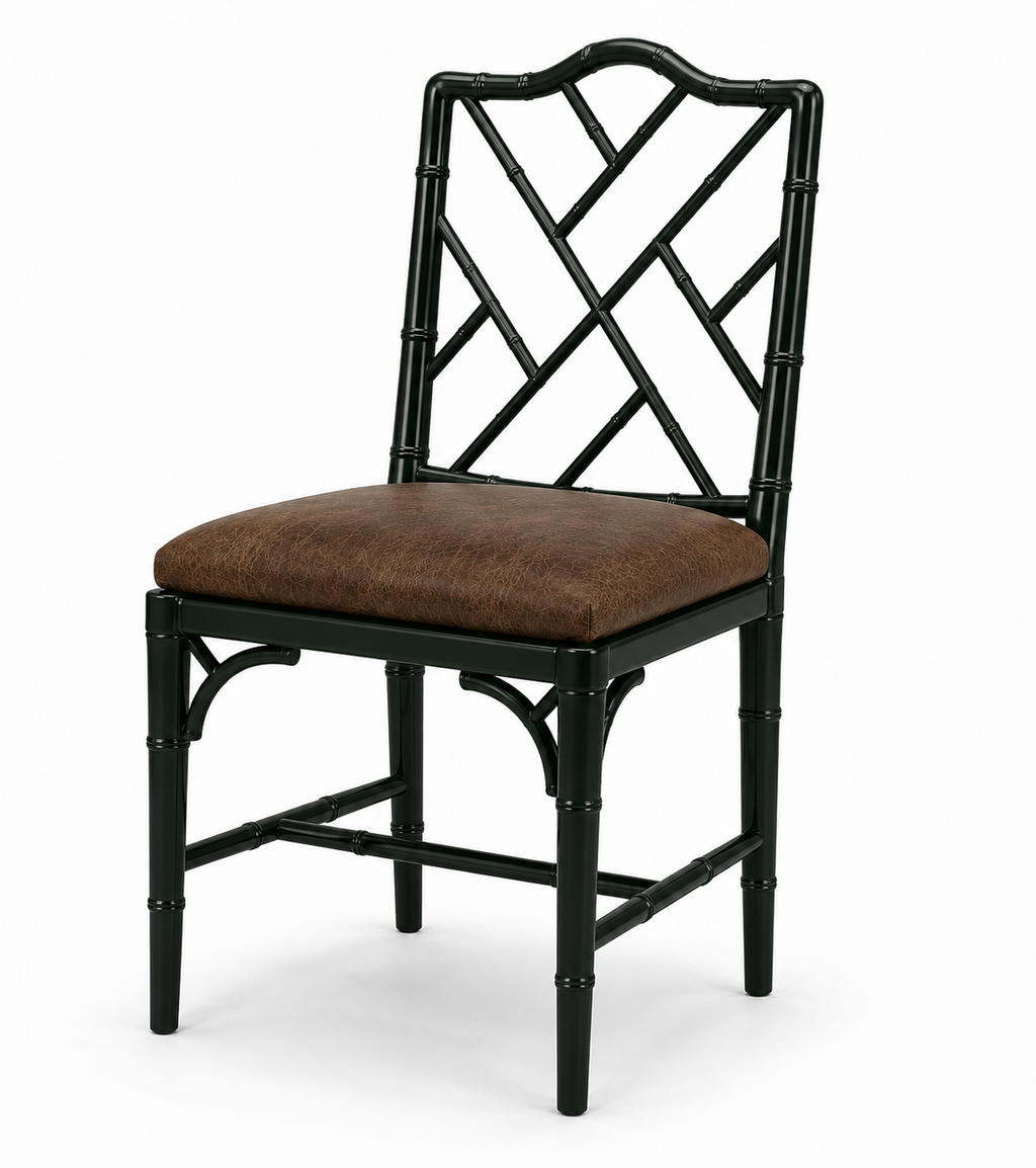 Silla Chinese Chippendale Faux Bamboo - cojín integrado