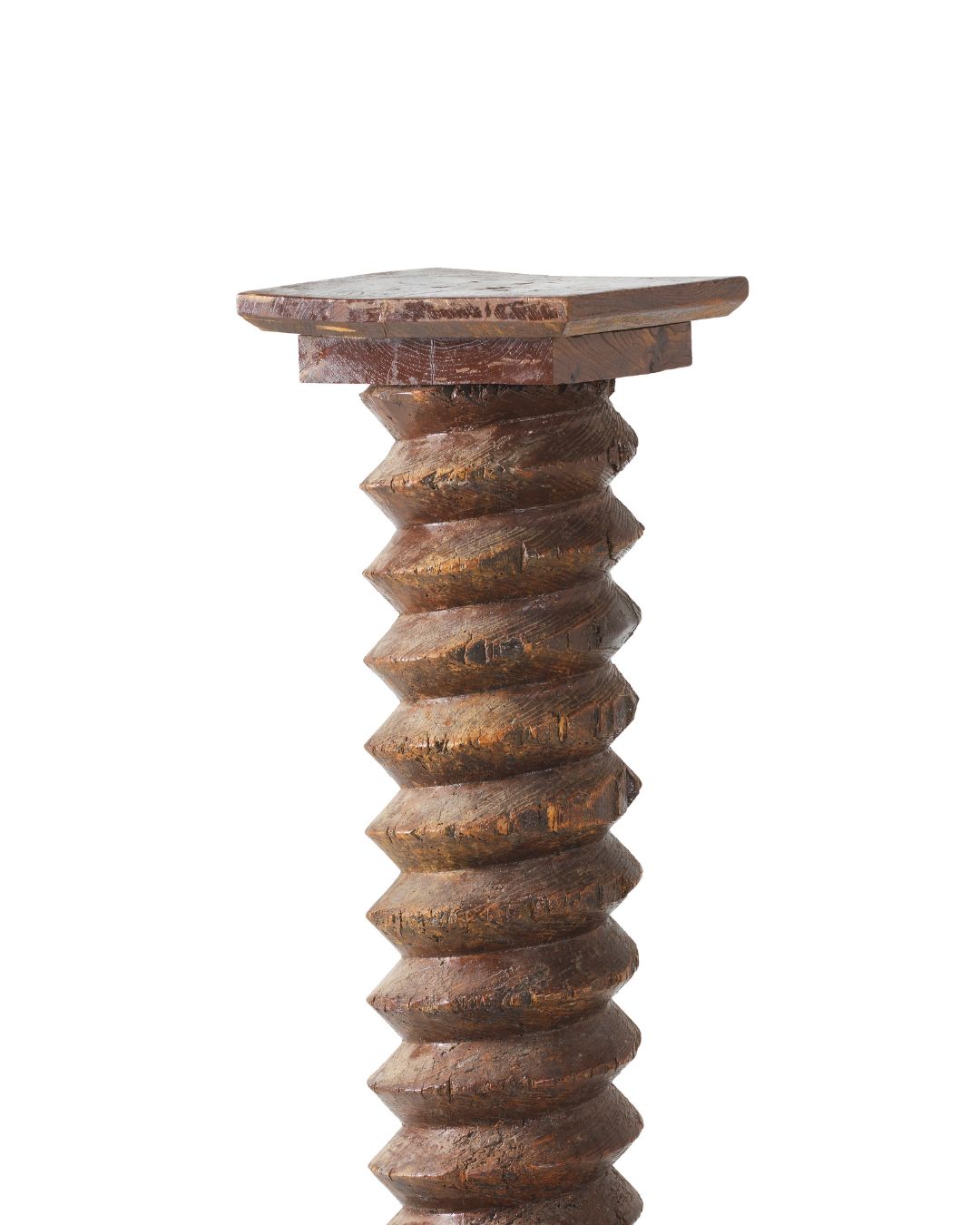 Escultura de tornillo de prensa de vino de roble francés del siglo XIX
