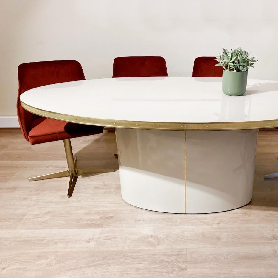 Mesa Antique Boutique Ovalada o Rectangular - Mid-Century con Base Central