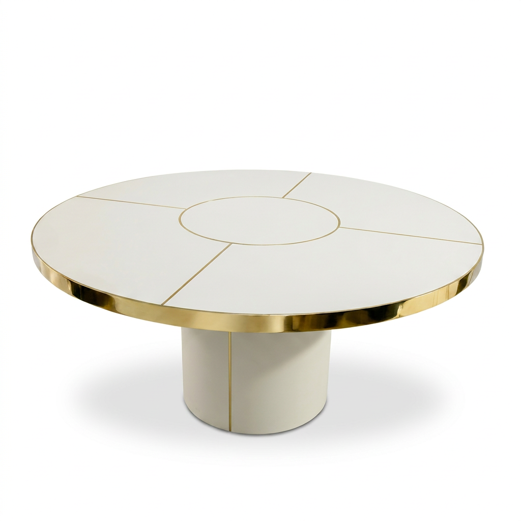 Mesa Antique Boutique Redonda - Mid-Century con Base Central
